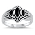 thumbnail image 1 of Simulated Black Onyx Marquise Oxidized Ring .925 Sterling Silver Band CZ Jewelry Female Size 9, 1 of 4