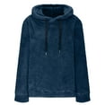 thumbnail image 7 of CFLVAEK Womens Fuzzy Hoodie Fleece Lined Winter Warm Hooded Sweatshirts Comfy Long Sleeve Pullover Tops Cozy Drawstring Hoodies Blue XL, 7 of 7