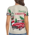 thumbnail image 5 of Zufioo Merry Christmas 1 for Women's Deep V-neck Short-sleeved T-shirt, Top with Short Sleeves - with Stainless Steel Buckle, Moisture Wicking, Ideal Home Wear-X-Large, 5 of 9