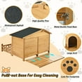 thumbnail image 3 of Pefilos 48" Large Wooden Dog House for Outdoor and Indoor, Cat Shelter with Doors and Porch, Cabin Style Pet Kennel for Medium Dogs, Gray, 3 of 8