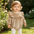 thumbnail image 2 of Staki Baby Girl Bubble Shirt Romper Outfit Long Sleeve Fall Bodysuit Top Newborn Oversized Crewneck Jumpsuit 0-18M,3-6 Months, 2 of 6