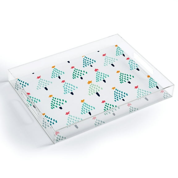 Society6 Sharon Turner Sema Cream Blue Decorative Acrylic Tray 15 1/2" x 12" x 1 3/4", Traditional, Contemporary, Star