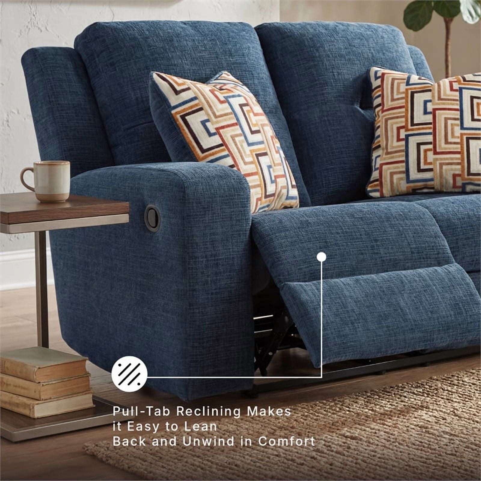 Signature Design by Ashley Danum Blue Reclining Loveseat