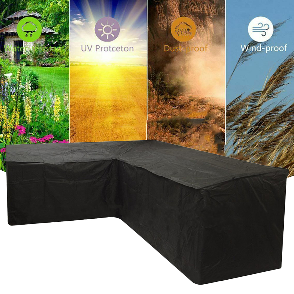 Outdoor Garden Furniture L-Shape Protective Cover Sunscreen Sofa Cover Protector Windproof Washable - image 2 of 11