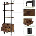 thumbnail image 3 of KAAYEE 71"Industrial Bookshelf with Wood Drawers,4-Tier Wall Mount Display Shelf for Bedroom,Living Room,Rustic Brown, 3 of 4
