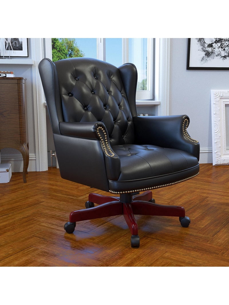 Boss Office Products Wingback Traditional Desk Chair, Black