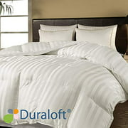 Blue Ridge Home Fashions 500 Thread Count Damask Stripe (2 cm) Duraloft Down Alternative Comforter, Twin, White