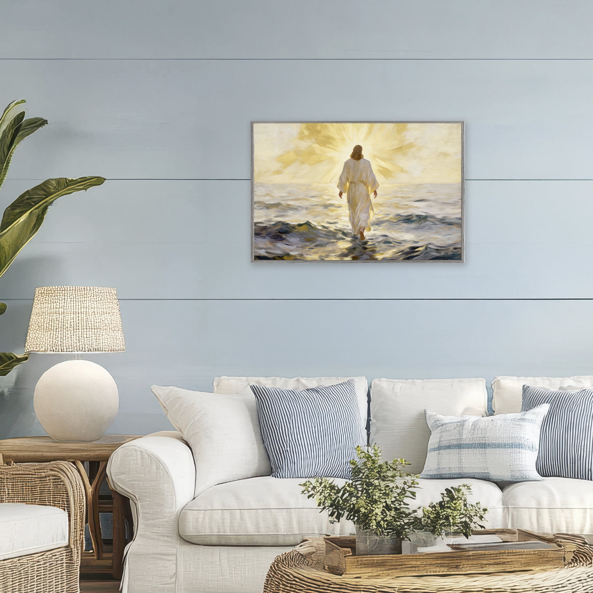 Stupell Industries Golden Walk Spiritual Figure Gray Framed Giclee Art, design by Kim Allen