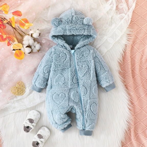 Snowsuit Baby Boy Fleece Jumpsuit Bear Ear Romper Baby Outfits Warm Newborn Boy 12-18 Months