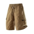 thumbnail image 5 of Men's Casual Sports Shorts with Elastic Waistband Zipper Pocket, Athletic Shorts, Quick Dry, Lightweight, Stretchy, Gym Workout, Running, Hiking, Daily Wear, Summer | AESTIVO,Khaki M, 5 of 9