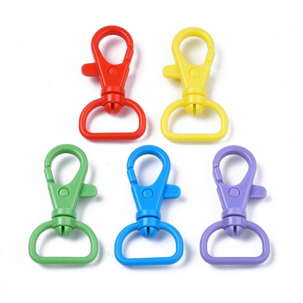 200pcs Opaque Plastic Swivel D Rings Lobster Claw Clasps Mixed color 41x22x8mm Hole: 7x17mm DIY