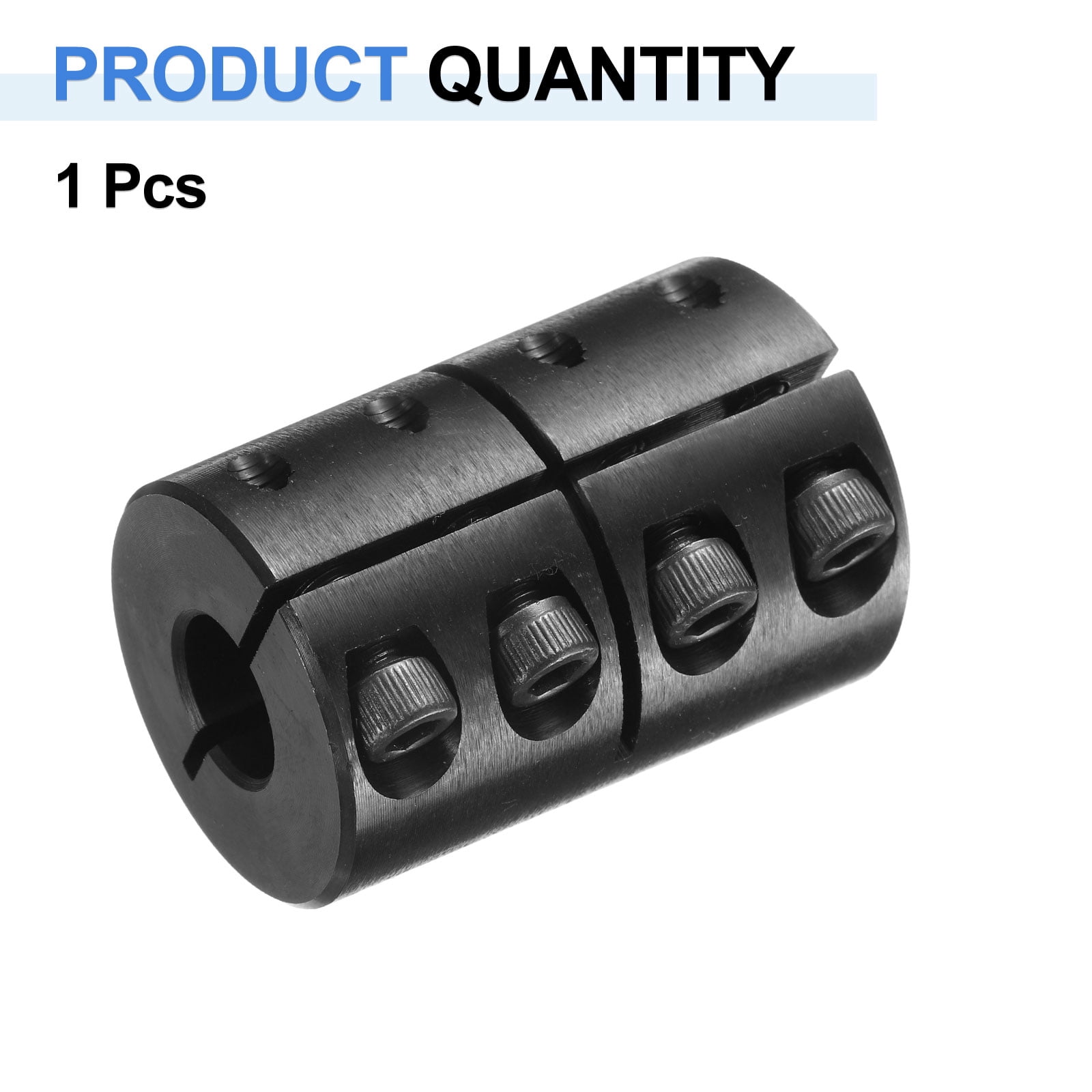 Uxcell Shaft Coupling, 5/8" to 1/2" Bore, 1-5/16" OD, 2" Length, Black Oxide Plated Rigid Single Split Clamping Coupling with #10-32 x 1/2" Set Screws for 3D Printers Motor Wheel