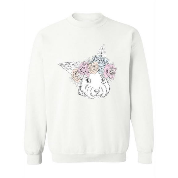 Rabbit In A Wreath Of Flowers. Sweatshirt Women -Image by Shutterstock, Female XX-Large