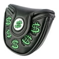 thumbnail image 1 of Golf Putter Cover PU Leather Mallet Putter Headcover Dollar Patterns Black Green, 1 of 8