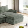 thumbnail image 2 of Corduroy Fabric 4-Seater Comfy Cloud Couch with 2 Movable Footrest for Living Room,Oversized Deep Seat U-Shaped Couch Set, Upholstered Large Size Deep Seat Sofa with 4 Cushions (Green), 2 of 11