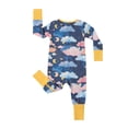 thumbnail image 5 of QEFJNO Bamboo Viscose Baby Girls One-Piece Footies Pajamas, Zipper Romper with Mitten, Footless Sleepers - Clouds, 5 of 9