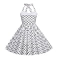thumbnail image 1 of XQYLOS Robe à Col Halter Filles Années 1950 Rétro à Pois Robe Trapèze Vintage Robe de Soirée avec Nœud Accent Taille Ajustable, 1 of 4
