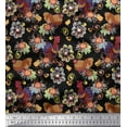 thumbnail image 1 of Soimoi Polyester Crepe Fabric Floral,Cock & Hen Bird Decor Fabric Printed Yard 42 Inch Wide, 1 of 1