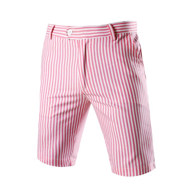 Pantalones Cortos De Rayas Verticales PaHombres Con Bolsillos Inclinados Delanteros Fucs28