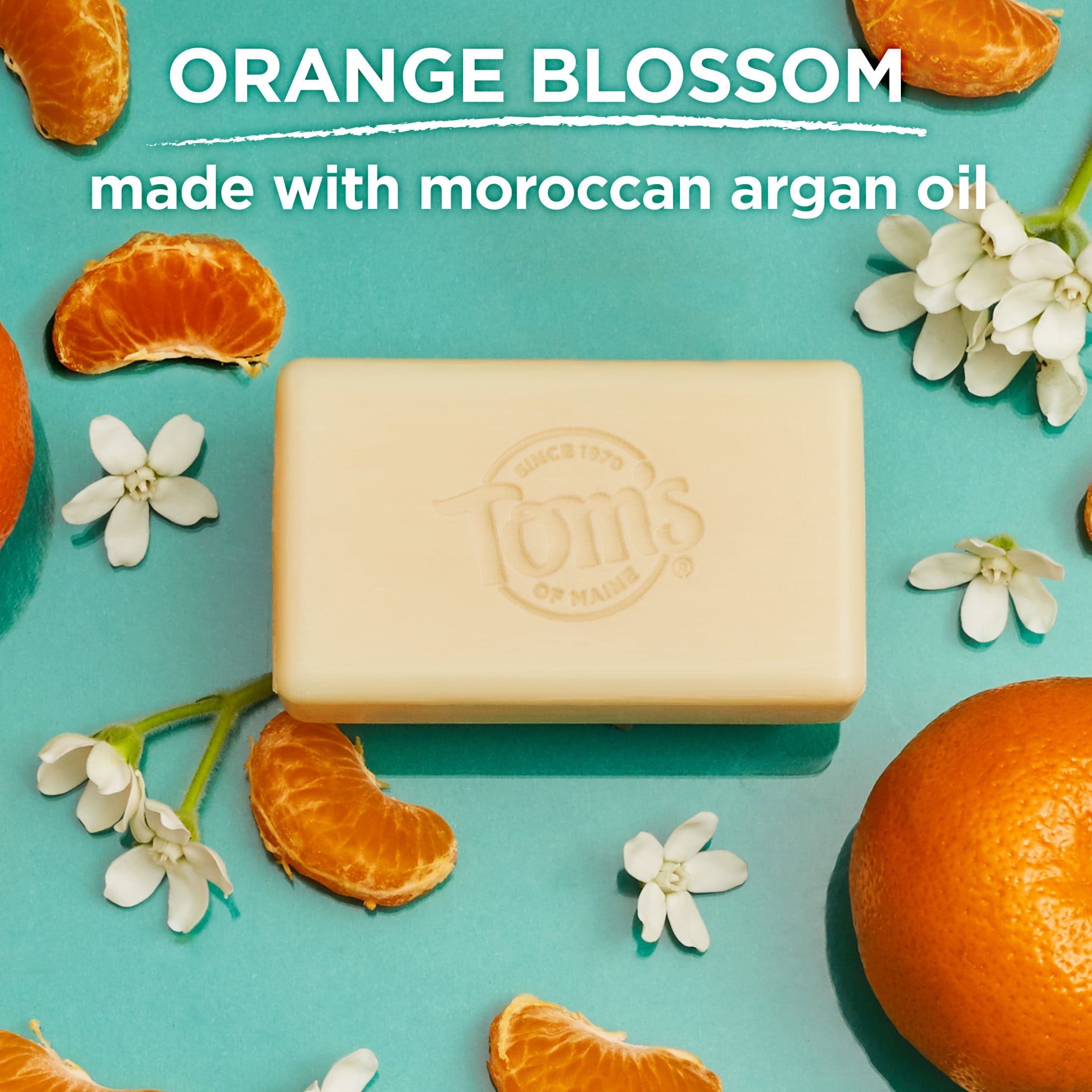 Tom’s of Maine Natural Beauty Bar Soap For Women and Men, Orange Blossom, 5 oz Bar, 6 pack