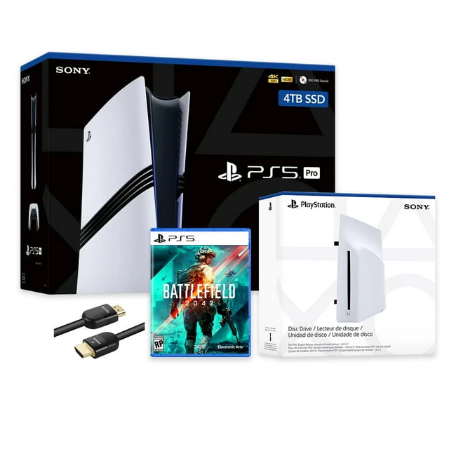 PlayStation 5 Pro Console SSD 4 To avec Lecteur de Disque, Manette Sans Fil et Battlefield 2042 - CFI-7019 PS5 Pro