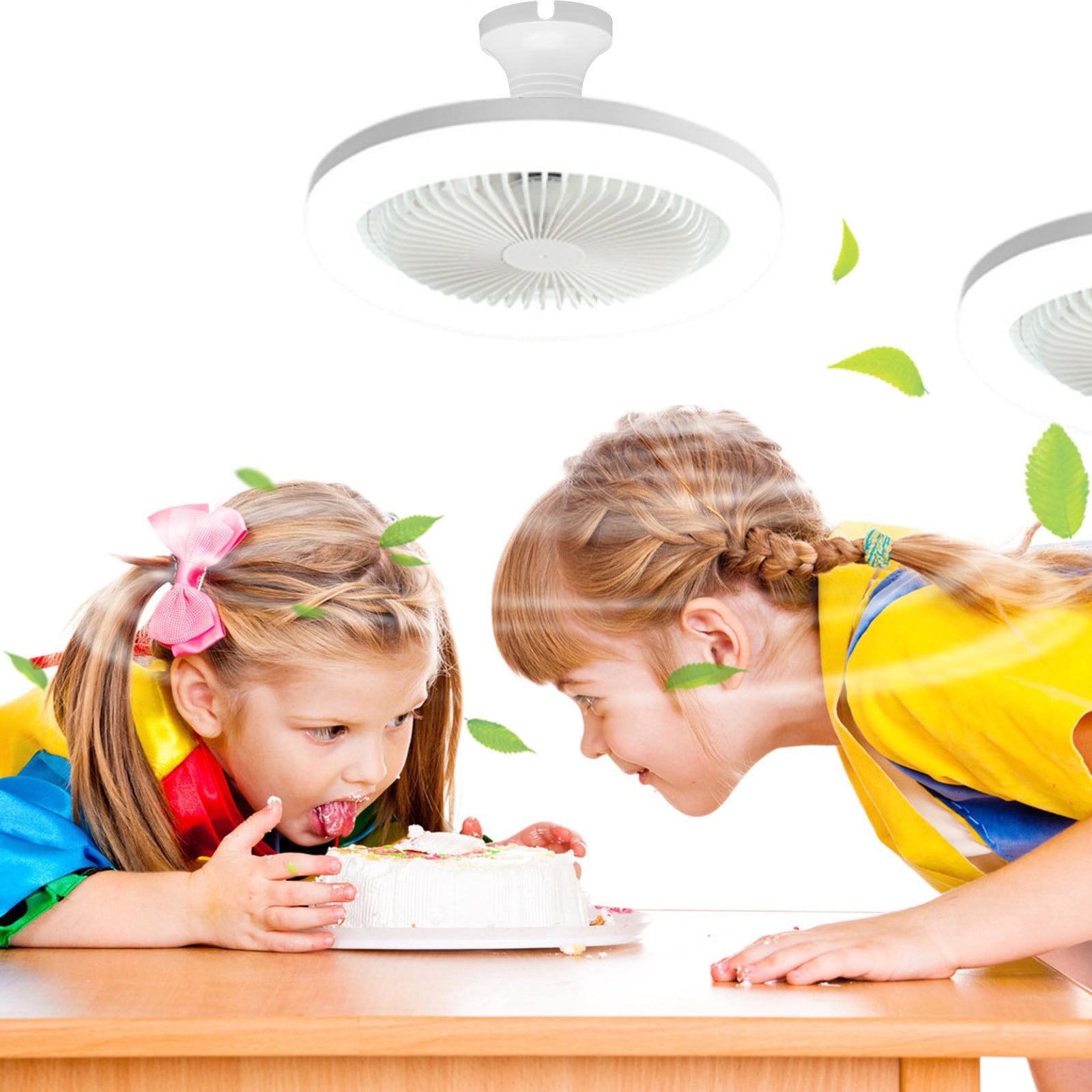 Byujiro E27 Screw-in 2-in-1 Ceiling Fan with LED Light Adjustable Speed Quiet Fan Light Combo Easy Install Fan with Light Socket for Bedroom, Living Room, Kitchen & Office Use