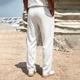thumbnail image 6 of Men's Waffle Knit Casual Pants Fashion Loose Fit Straight Leg Button Closure Drawstring Elastic Waist for Travel Daily Wear Fall, White, L, 6 of 9