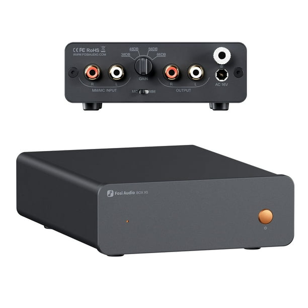 Phono Preamp Fosi Audio Box X5 para tocadiscos con cartucho MM y MC