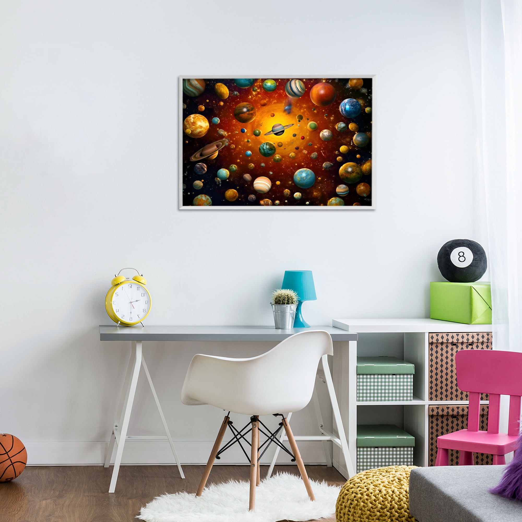 Stupell Industries Cosmic Marbles Galaxy White Framed Giclee Art, design by Ray Powers
