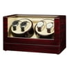 Watch Winder for 4 Automatic Watches, Wood Shell Piano Finish with Silent Motor, Flexible Watch Pillows for Man Women Watches