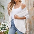 thumbnail image 4 of Conairie Summer Cardigan for Women 3/4 Sleeves Open Front Lightweight Casual Tops Soft Netted Knit Draped Ruffles Cover U.S White XL, 4 of 6