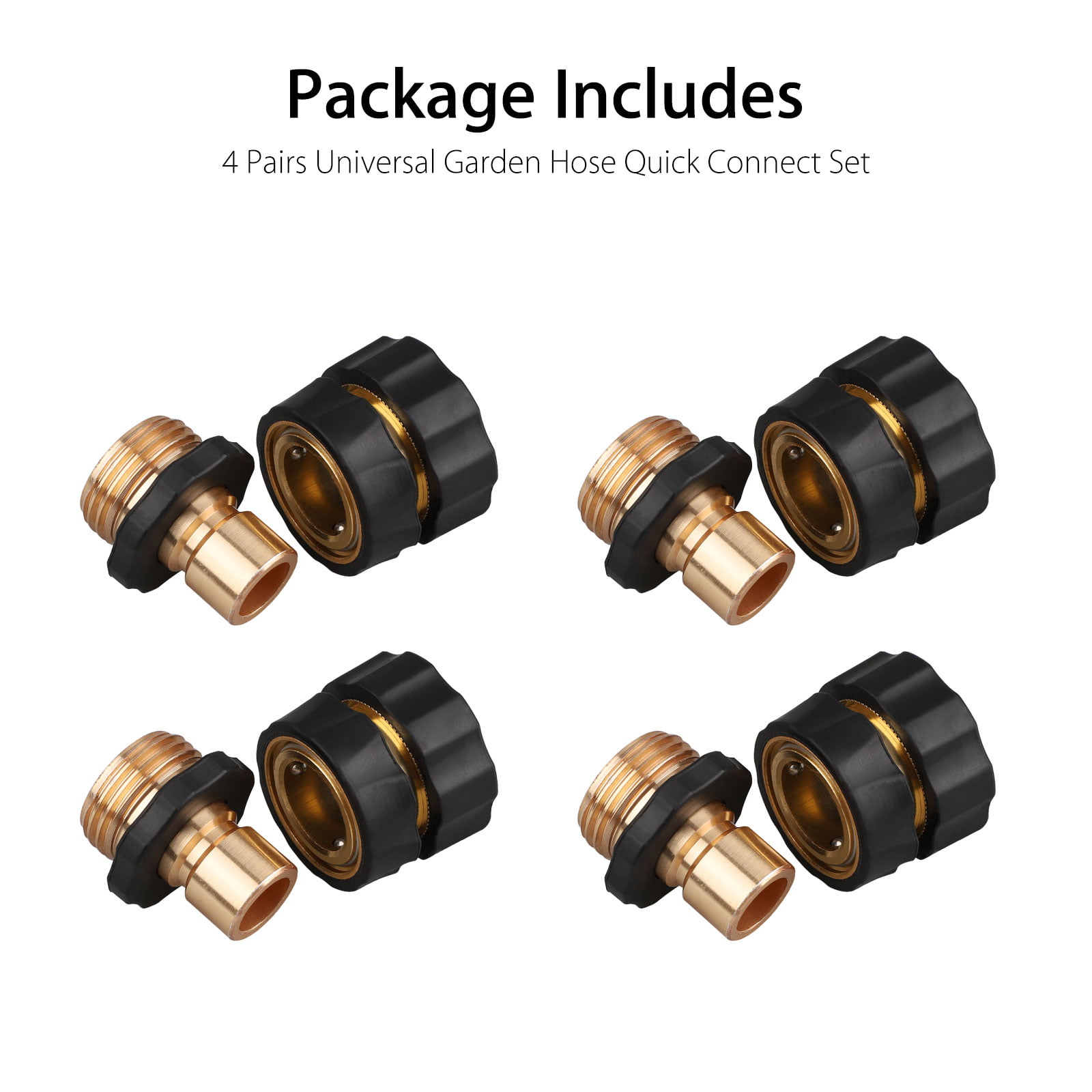 VICSPORT Brass Garden Hose End Connector Fitting Water Hose 3/4 inch Female and Male Quick Connector Adapter