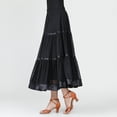 thumbnail image 7 of Womens Dance Skirts Color Block Layered Flared Maxi Performance Spanish Festival Skirt Black L, 7 of 7