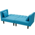 thumbnail image 5 of Couch and Sofa, Twin Fabric Sofa Sleeper Bed with Armrest, Convertible Futon Couches and Sofas w/Two Pillows, Small Spaces Recliner Couch Living Room Furniture Loveseat Sofa, Blue, LL186, 5 of 10