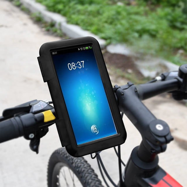 Soporte para teléfono de bicicleta con funda impermeable | Soporte de navegación para ciclismo al aire libre | Compatible con pantalla táctil y protección contra caídas | Soporte universal para