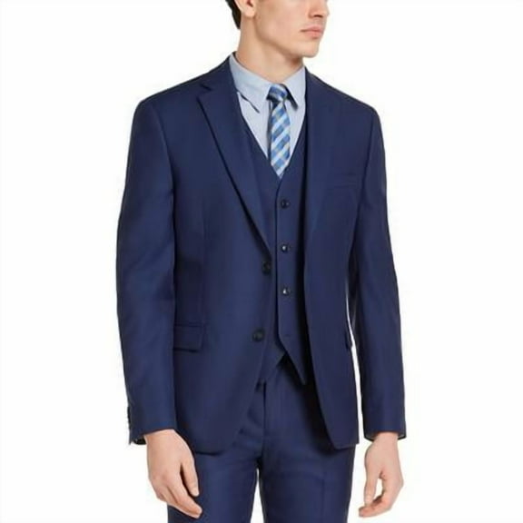 Alfani Mens Slim fit Suit Jacket Blazer 54 L Navy Blue Solid Stretch