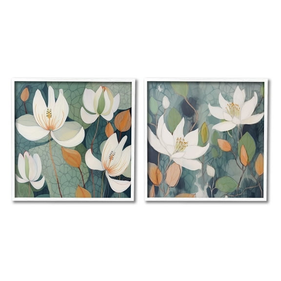 Stupell Industries Patterned Iris Blooms Botanical & Floral Painting White Framed Art Print Wall Art, 12 x 12, Set of 2