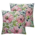 thumbnail image 2 of COMIO Watercolor Poppy Flower Pillow Covers - Pink Floral Throw Pillow Cases Floral Pillowcases Set of 2 Green Plants Leaves Blossom Cushion Covers for Home Outdoor White, 2 of 6