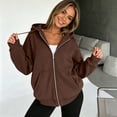thumbnail image 5 of ASDFVBKG Oversized Hoodies For Women Zip Up Sweatshirt Fall Winter Pockets Loose Fit Outerwear Coffee L, 5 of 6