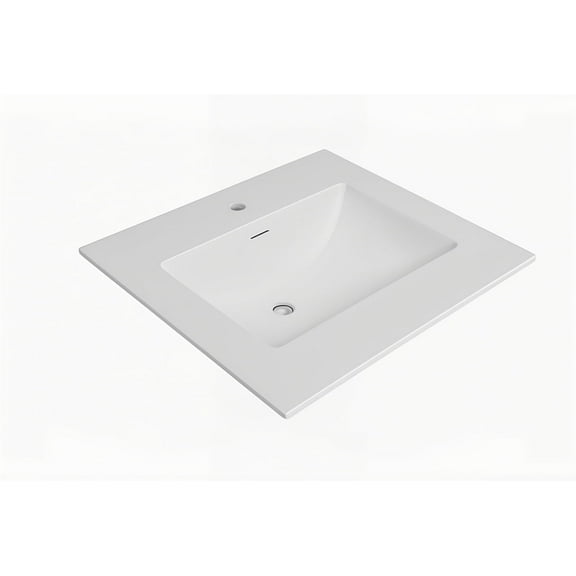 25" W x 22" D Solid Surface Polyurethane Resin Streamline Vanity Top With Sink, Durable, Consistent Color, Easy-to-Clean, Built-in Overflow