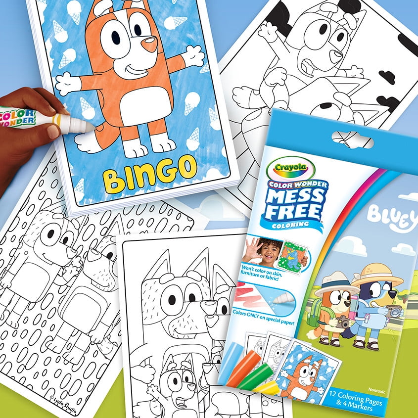 (3 pack) Crayola Bluey Color Wonder Mini Box Set, Toddler Craft, 12 Pgs & 4 Mess Free Markers, Bluey Gift for Girls & Boys, 3+