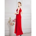 thumbnail image 6 of Angel-fashions Red Evening Dress Women's Elegant One Shoulder Beading Decor Pleated Waist Split Long Party Gown 411RD X-Large, 6 of 7