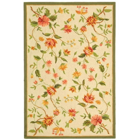 SAFAVIEH Chelsea Beryl Floral Wool Area Rug  Ivory  3 9  x 5 9 Chelsea Rug Collection. Americana Area Rugs. The Chelsea Collection of Americana styled area rugs is a marvelous display of turn-of-the-century designs in warm  inviting color palettes. Made from 100% pure virgin wool pile for a soft feel and sophisticated look that enriches the character of home decor. Available in a wide selection of country or floral designs. Use the Chelsea rugs for a designer chic and transitional upgrade in your home.