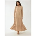 thumbnail image 6 of Textured Long Sleeve Crew Neck Maxi Dress, 6 of 7