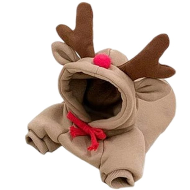 Lindo disfraz para mascota, sudadera con capucha, mono suave, abrigo de felpa, accesorios para mascotas al aire libre, moda Alce XXL