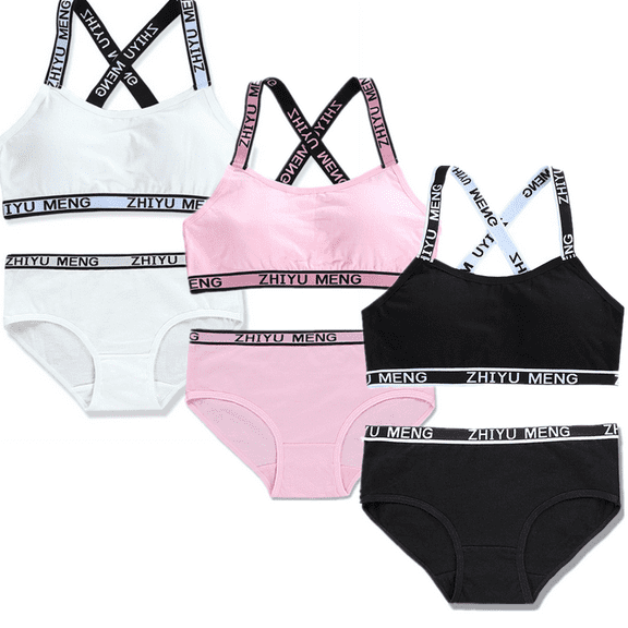 Girls Training Bra Fit for 10-15 Years Cotton Padded Cotton Breathable Training Bras Wire Free Push Up with Adjustable Straps