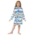 thumbnail image 6 of FORMRS Niños Bathrobe Unisex Hooded Robe Soft Plush Pajamas Sleepwear, Size 7-9T, Orange Sailboats, 6 of 7