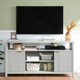 thumbnail image 3 of OAKHAM Tv Stands for 65 Inch Tv, Mid Century Modern Entertainment Center, TV Console with Fluted Doors Cabinet, Media Console with Storage, Pale Oak, 3 of 8