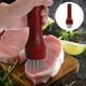 thumbnail image 3 of EeaseMX Mazo ablandador de carne de acero inoxidable con mango de madera, cuchillas para carne, aguja, utensilio para cocinar carne de res, cerdo y pollo., 3 of 7