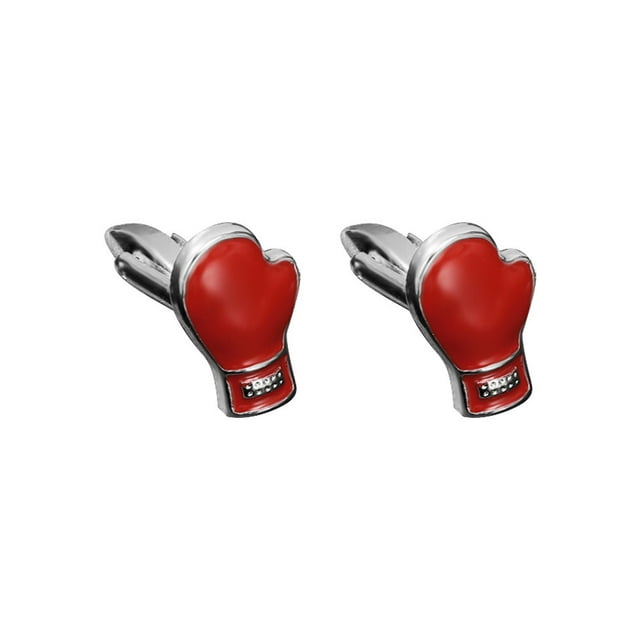Gemelos con diseño de guante de boxeo esmaltado rojo para hombre